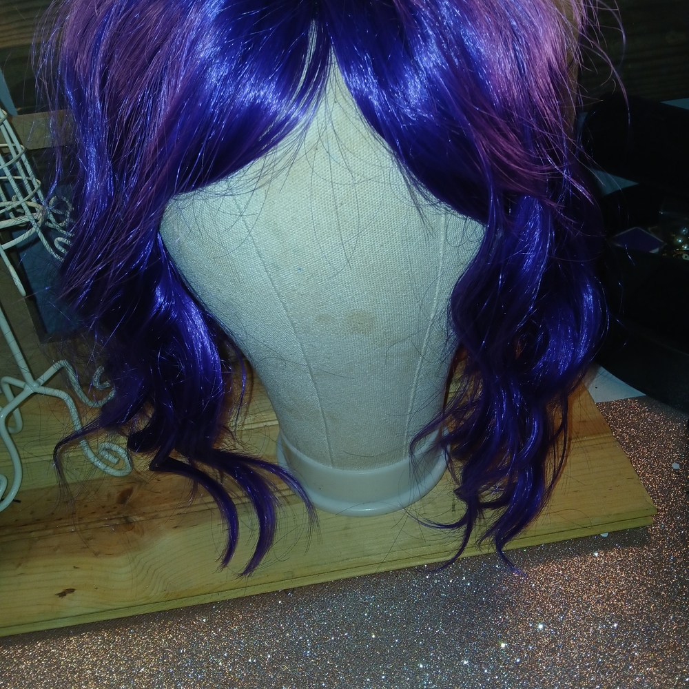 Purple Synthetic Wig with Loose Waves
